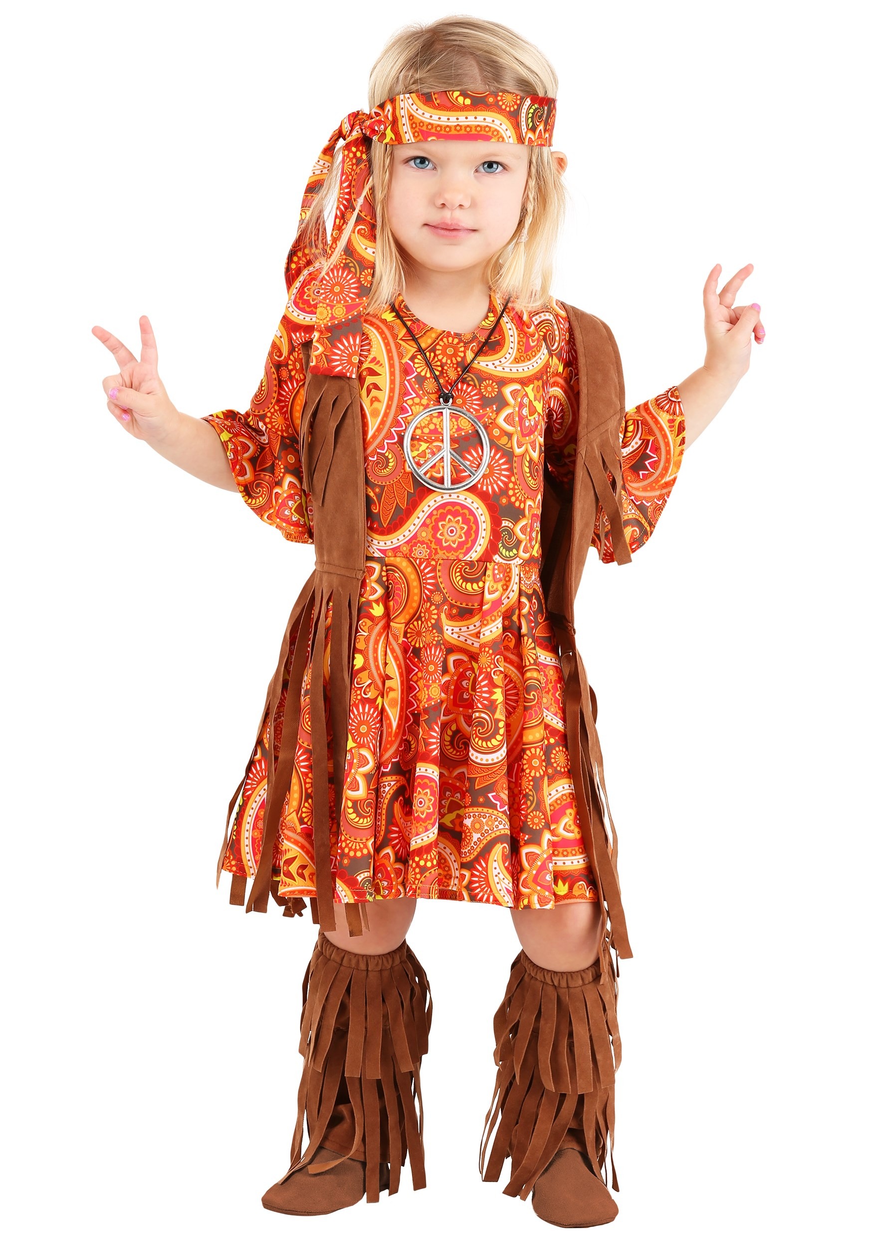 Photos - Fancy Dress Toddler FUN Costumes Exclusive  Fringe Hippie Costume Yellow/Orange FUN 