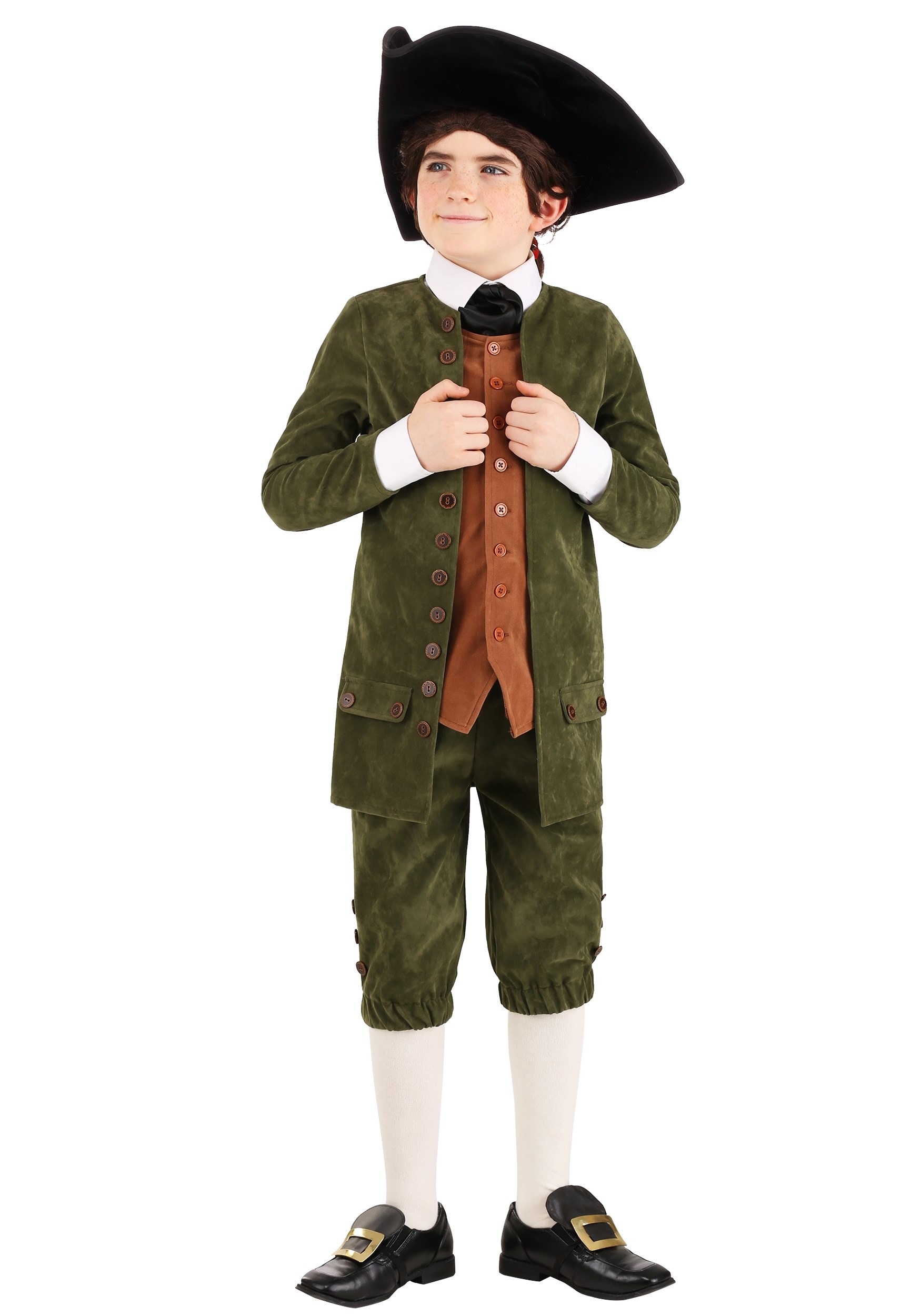 Photos - Fancy Dress FUN Costumes Green Colonial Costume for Kids | Historical Costumes Black&#