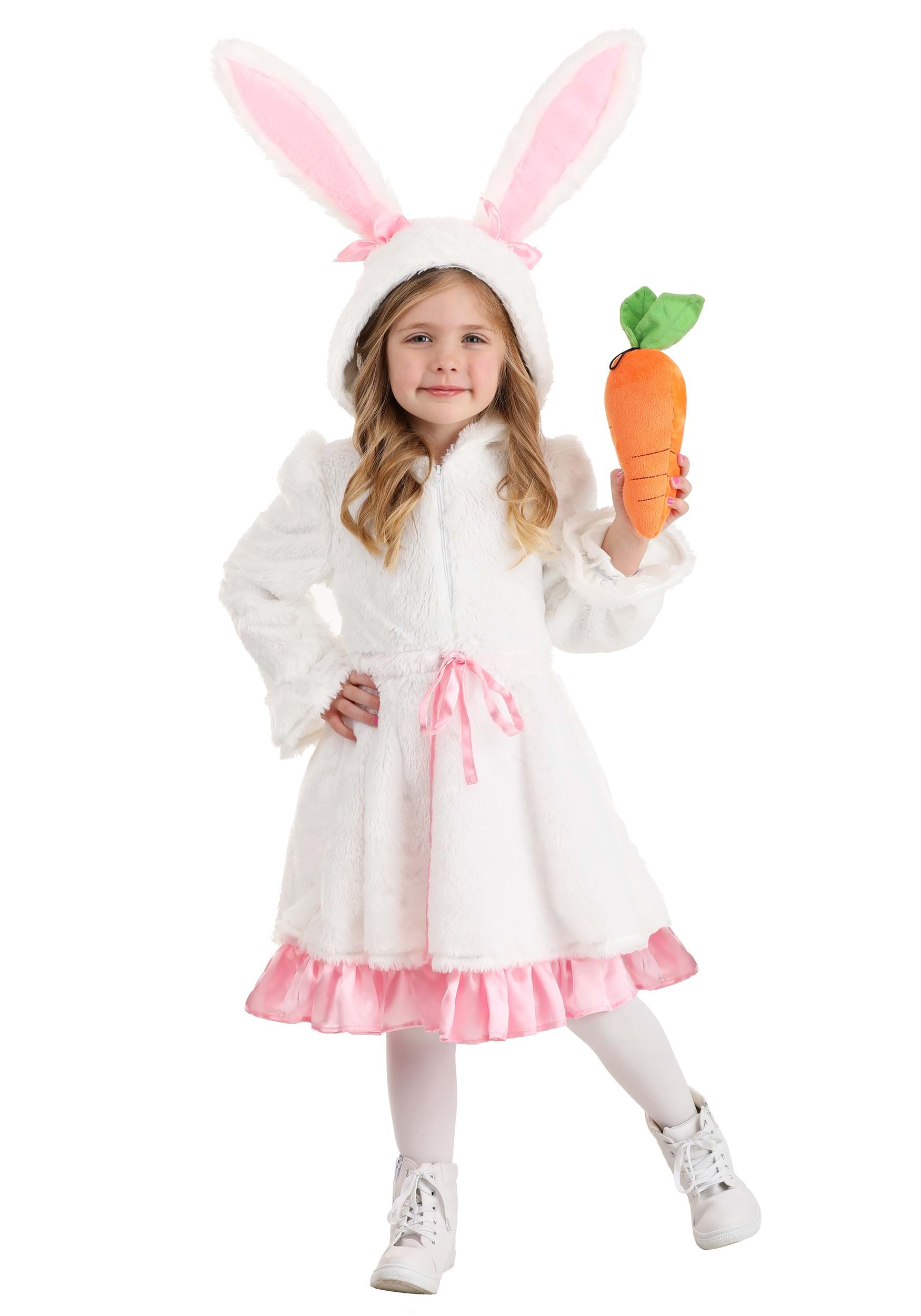 Photos - Fancy Dress Toddler FUN Costumes Girl's  Fuzzy White Rabbit Costume Pink/White FUN1 