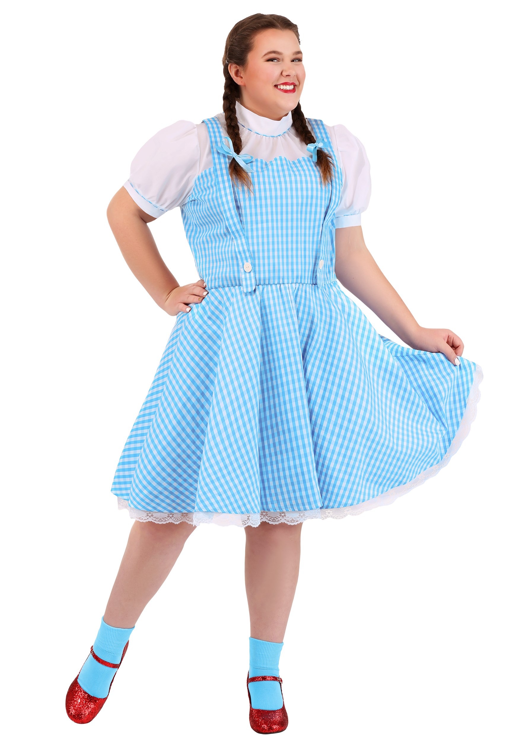 Photos - Fancy Dress Wizard Jerry Leigh Plus Size  of Oz Dorothy Costume for Women Blue/Whit 