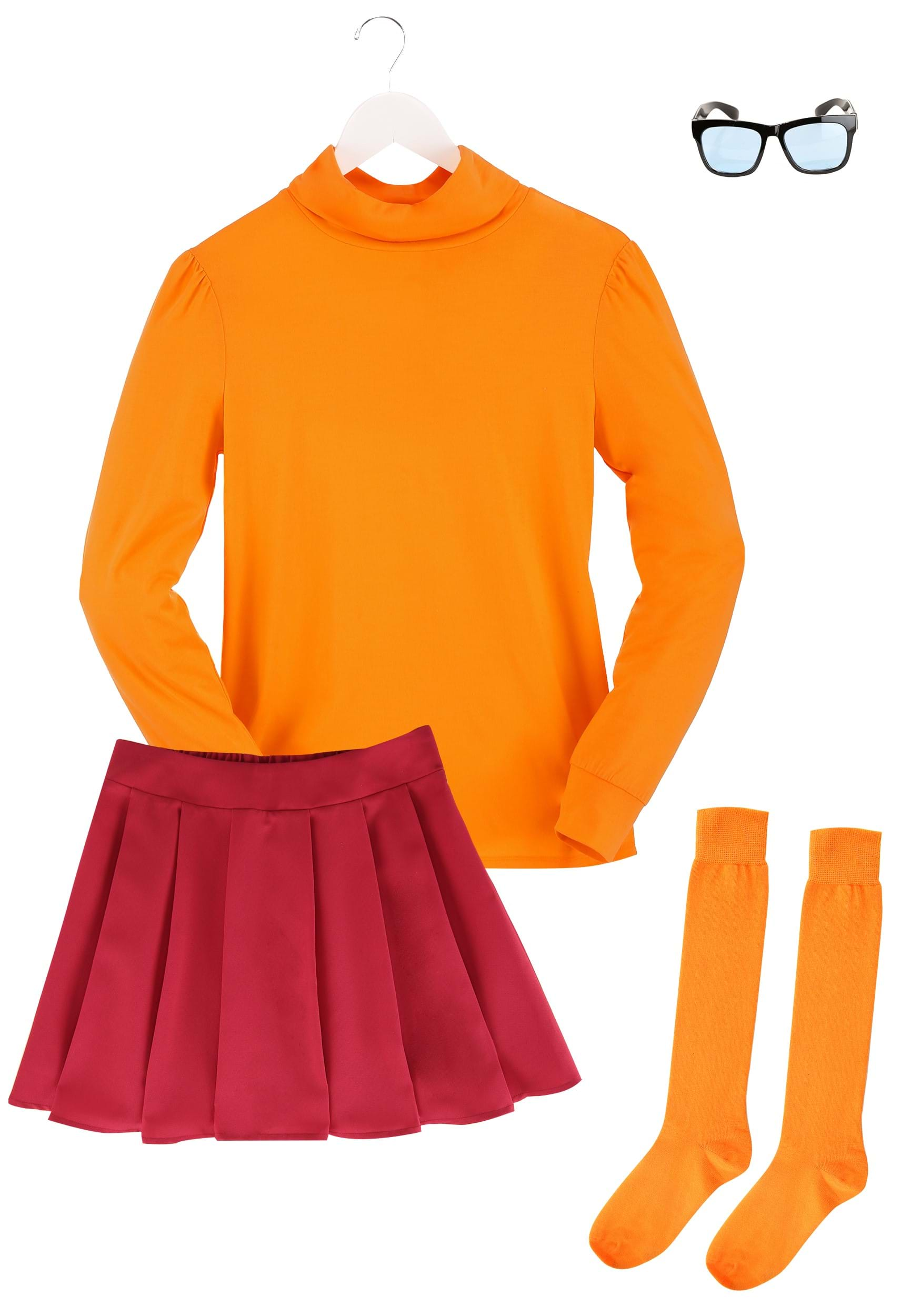 Scooby Doo Where Are You Velma Dinkley Cosplay Costume Dress Outfit Wig