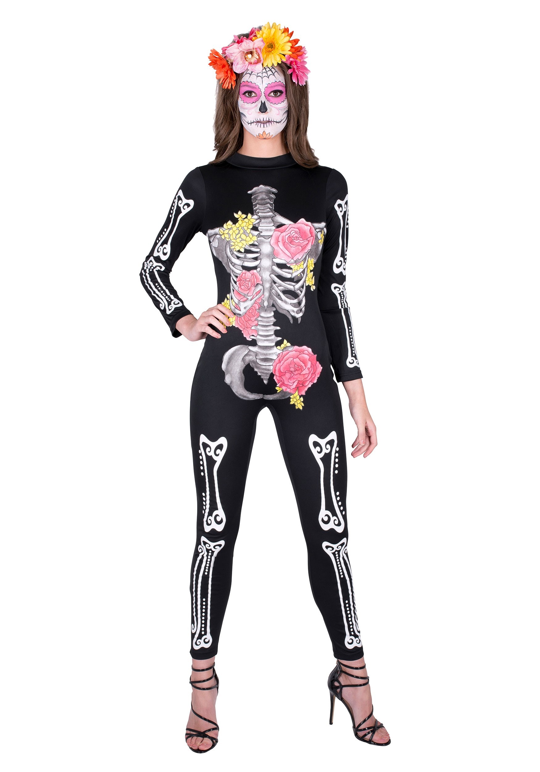 Day of the Dead Catsuit Womens Costume
