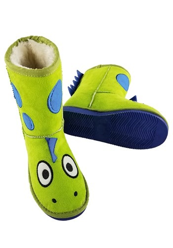 Kids Dinosaur Green Toasty Toez Slippers