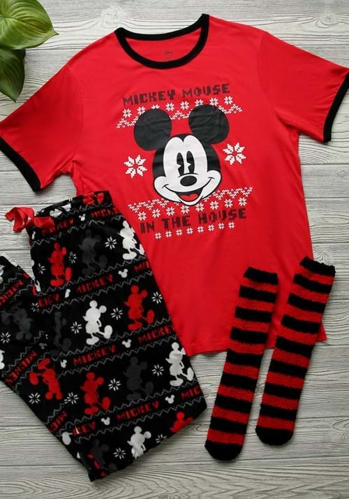 Men's Mickey Fairisle Shirt, Plush Pants and Socks Set