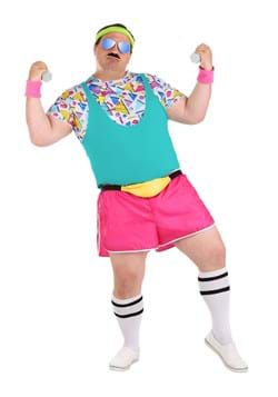 Mens Plus Size Work It Out 80s Costume