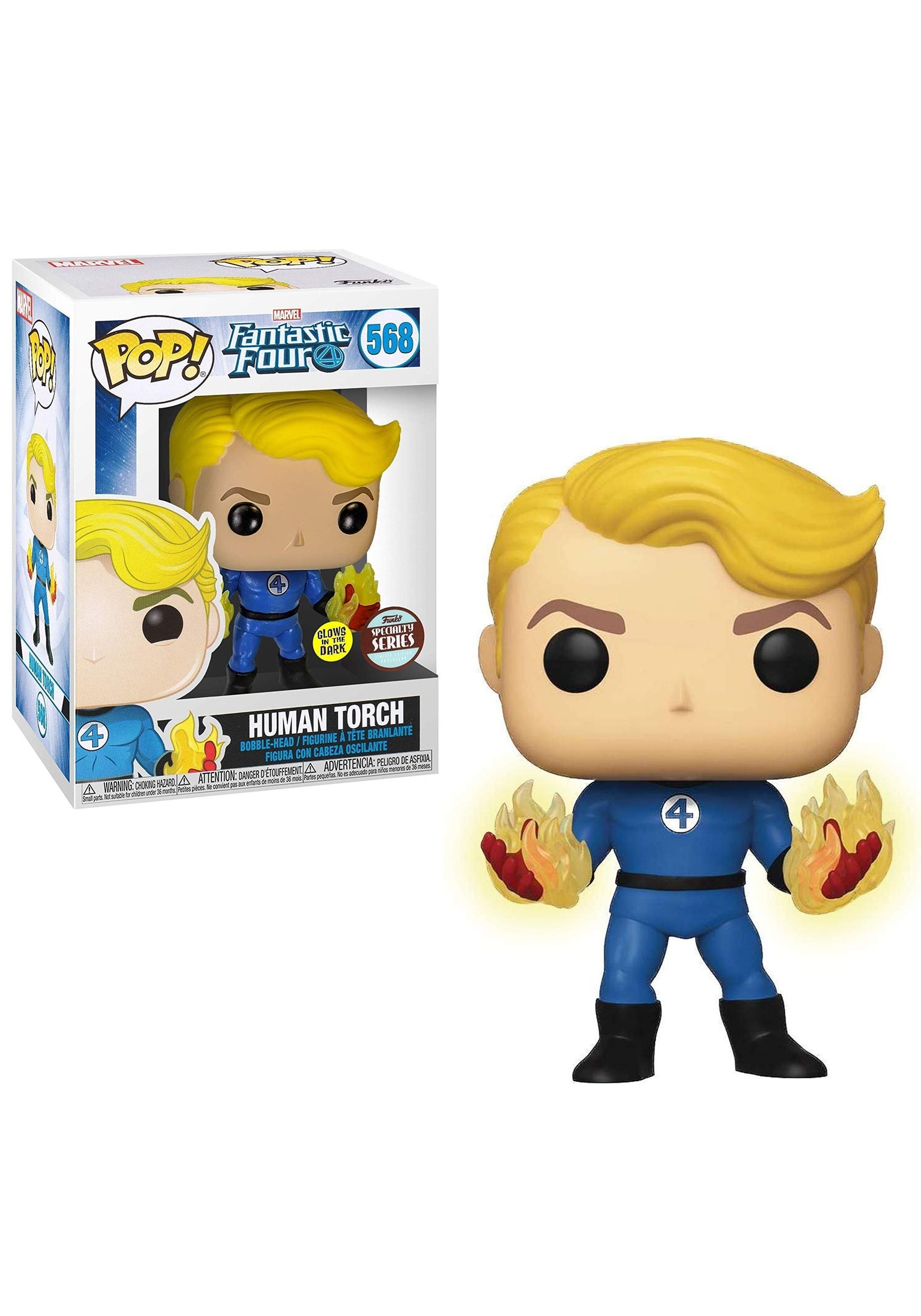 Pop Funko Human Torch Fantastic Four 4 Glows Specialty Series 