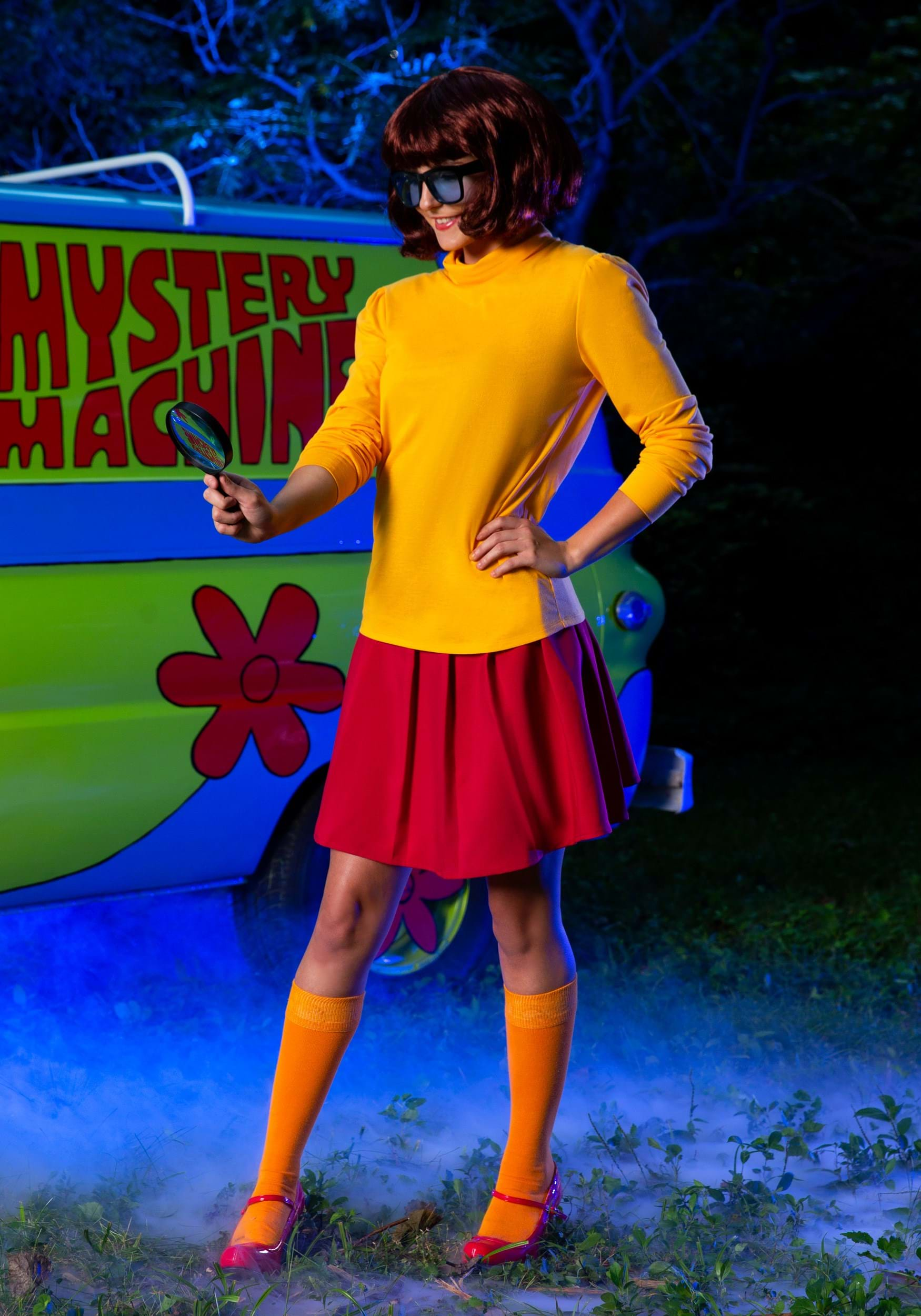 Scooby Doo Where Are You Velma Dinkley Cosplay Costume Dress Outfit Wig