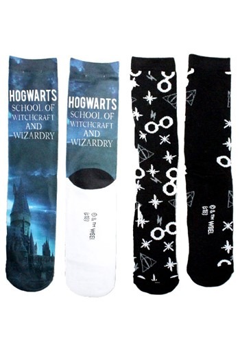 Adult Harry Potter Deathly Hallows/Hogwarts 2-Pack Crew Sock