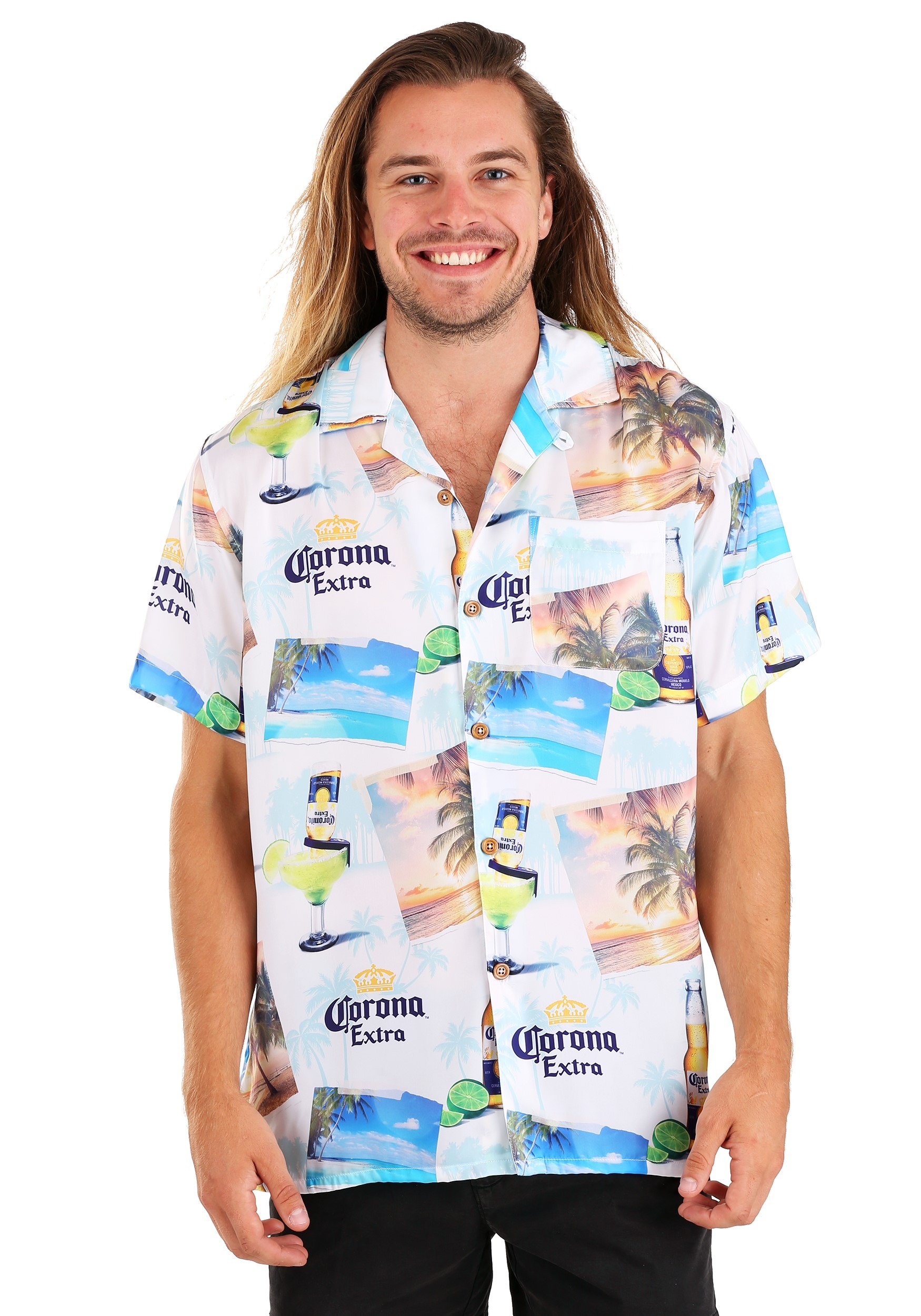 Mens Corona Button Up T-Shirt