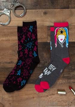 Charcoal Harley Quinn Casual Crew Socks 2 Pair Pac