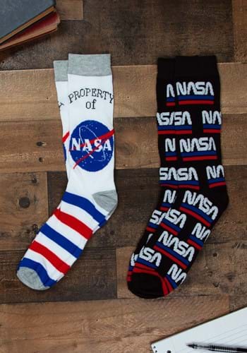 Property of NASA 2 Pair Pack Casual Crew Socks-0