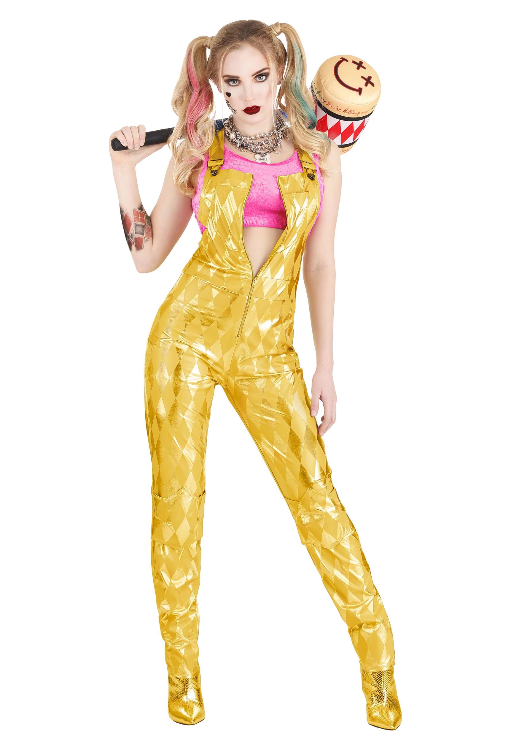 Harley Quinn Gold Overalls Costume for Women