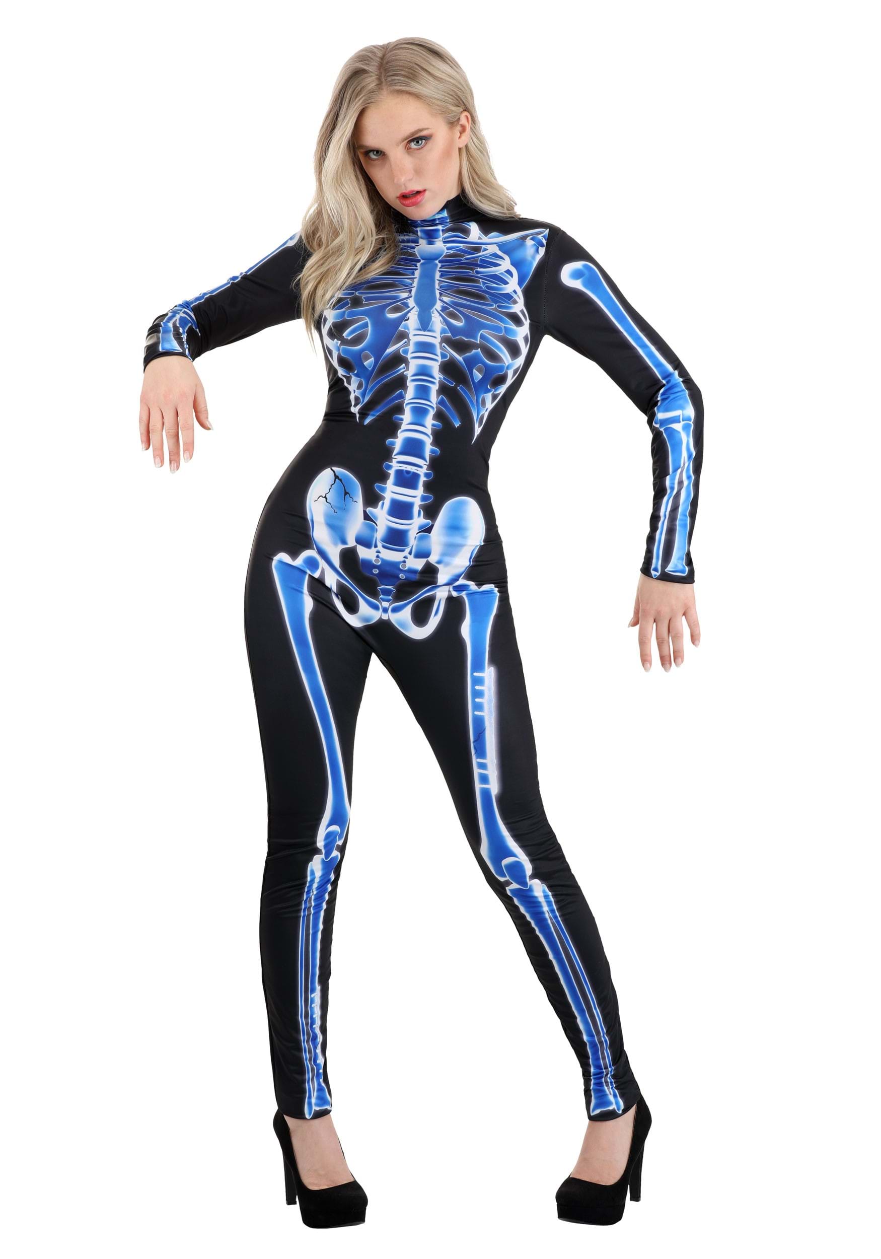 Photos - Fancy Dress X-Ray FUN Costumes  Skeleton Jumpsuit Costume for Women Black/Blue FUN1 
