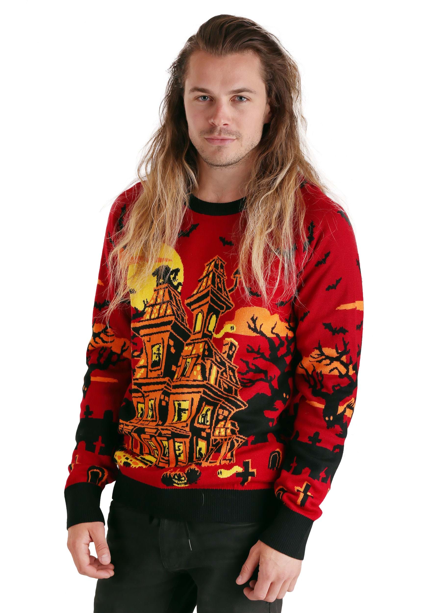 Adult Haunted House Ugly Halloween Sweater