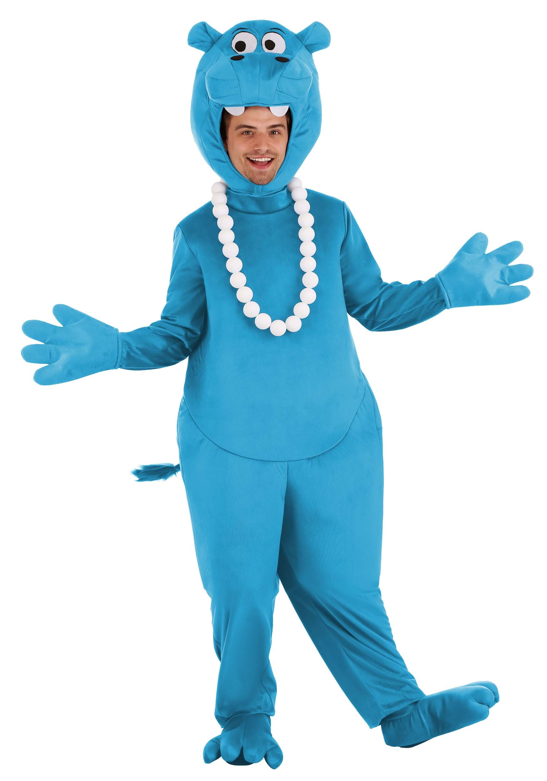 Photos - Fancy Dress Hasbro Blue Hungry Hungry Hippos Adult Costume Blue/White FUN1695AD 