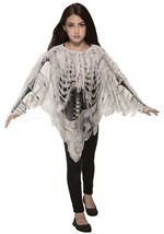 Girl's Tattered Skeleton Poncho Costume