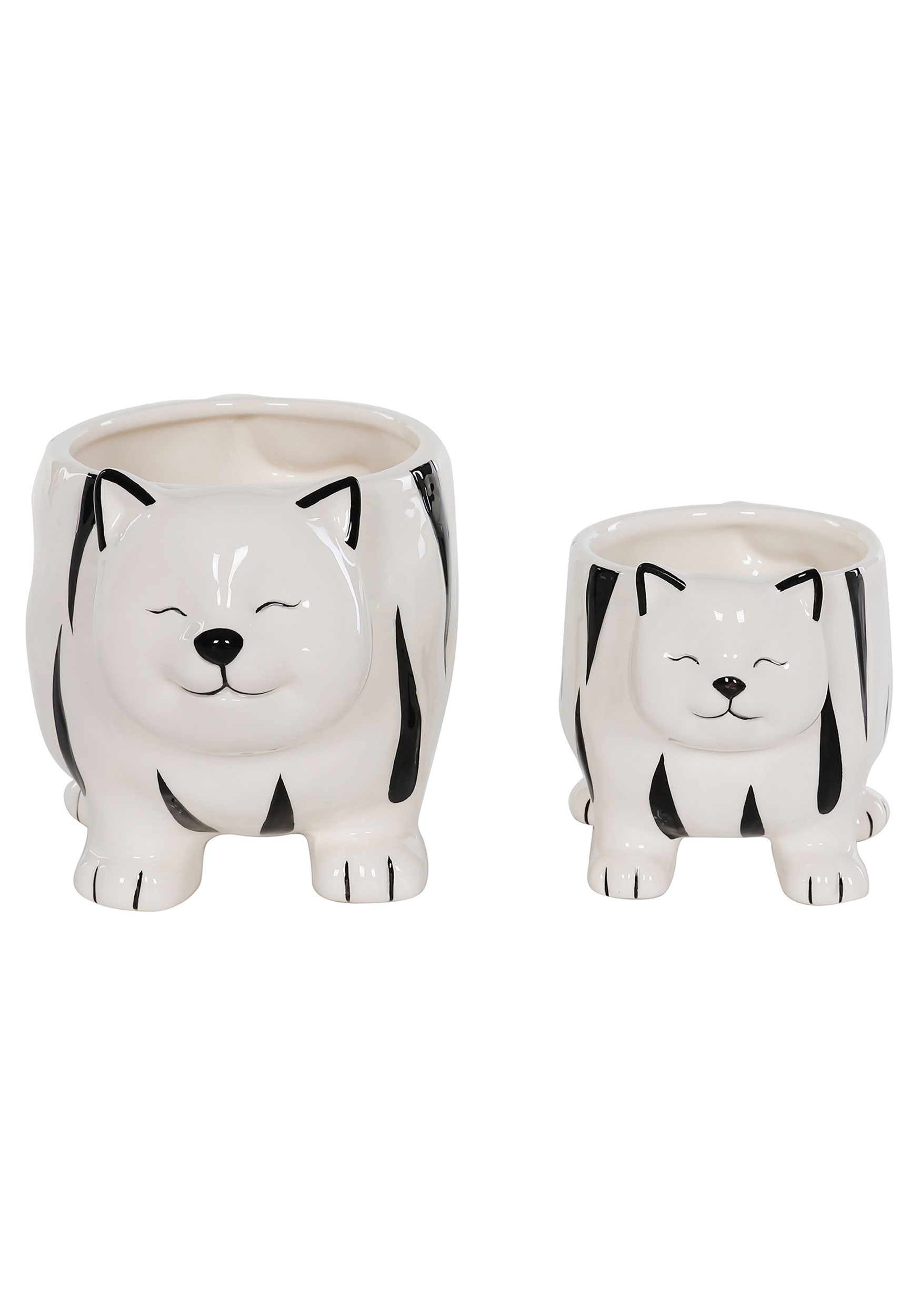 Set of 2 Ceramic Cat Planters