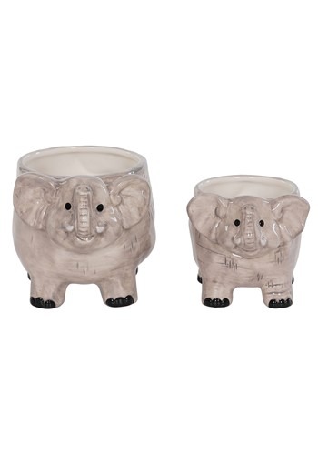 Ceramic Elephant Planter Set of 2