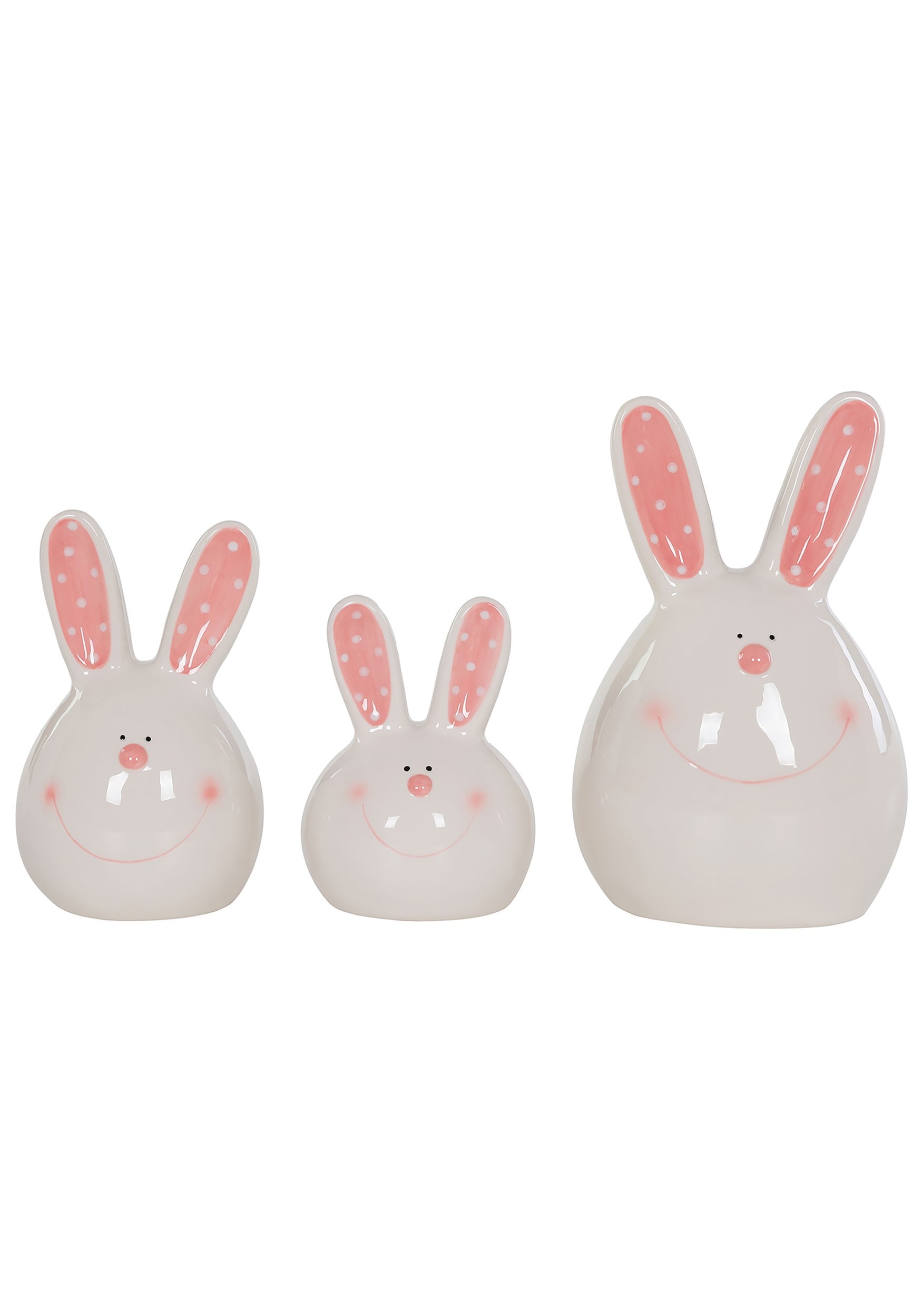 Ceramic Cheek Bunny Head Set of 3 Figurines