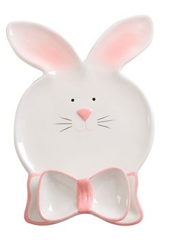 Ceramic Bunny/Bow Tie Platter Set