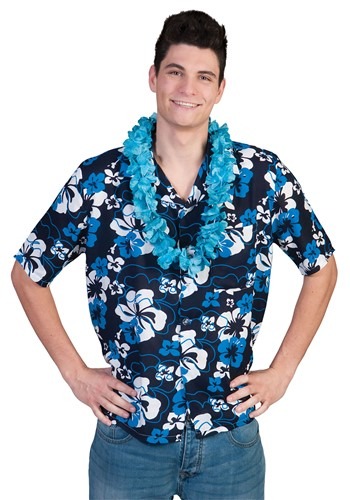 Mens Hawaiian Blue Hibiscus Shirt