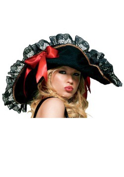 Women's Sexy Black Lace Pirate Hat