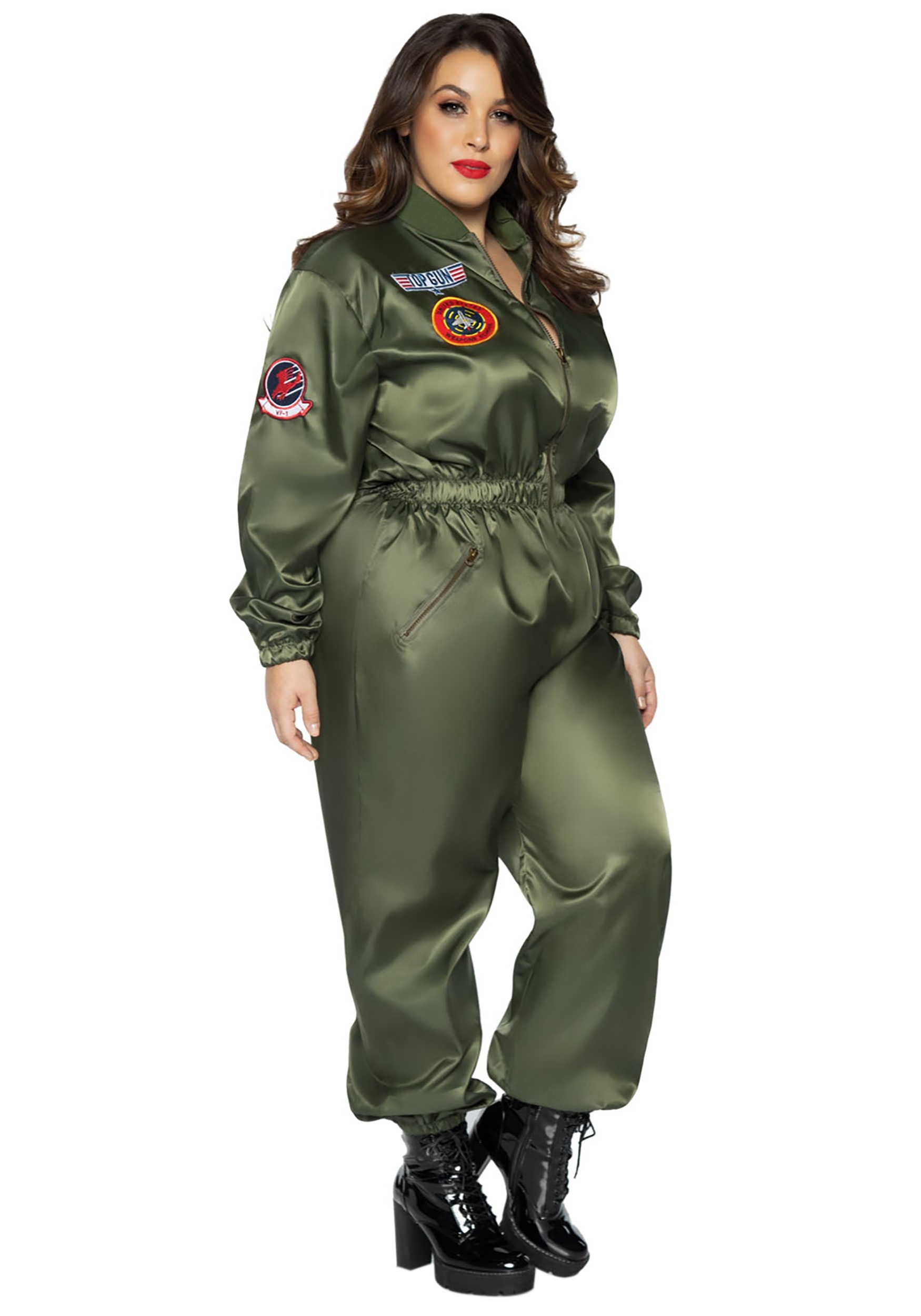 Photos - Fancy Dress MKW Leg Avenue Women's Plus Size Top Gun Flight Suit Costume Green LETG86931X 