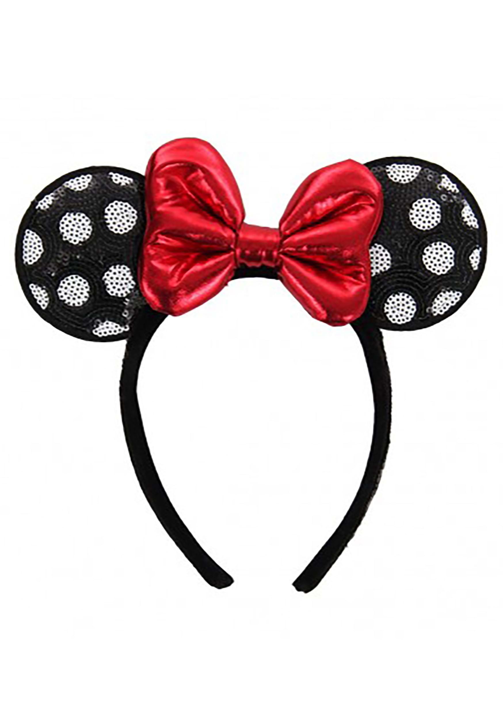 Mickey+Minnie Finex Mickey Minnie Mouse Costume Deluxe Fabric Ears Polka Dot Headband Set of 2 