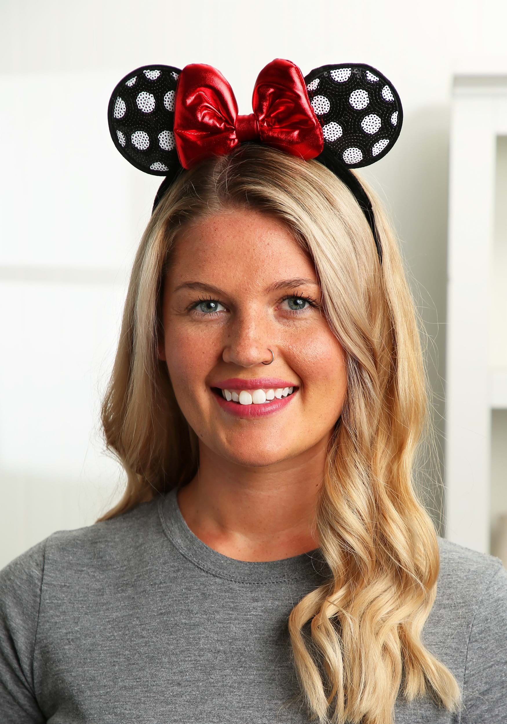 Minnie Mouse Polka Dot Sequined Ears Headband Accessory
