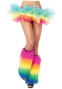 Womens Rainbow Furry Leg Warmers