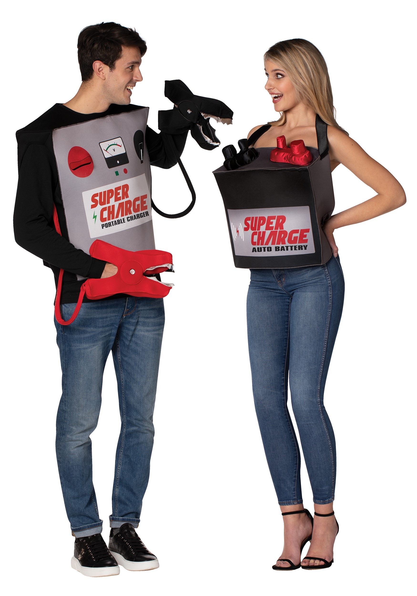 Adult Battery & Jumper Cables Couples Costume , Couples Costumes