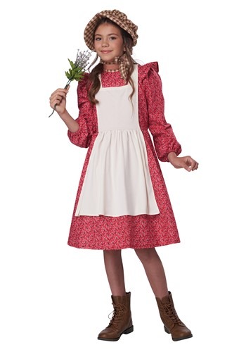 Red Frontier Settler Costume for Girl's
