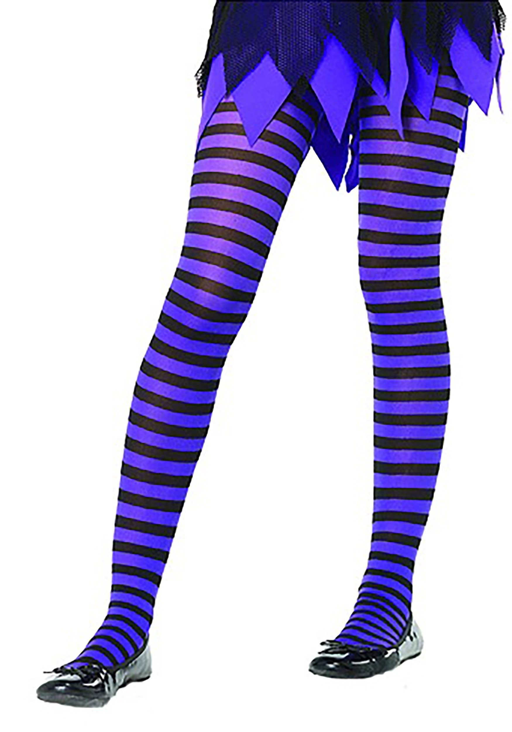 Black And Purple Stripes Tights For Kids , Kid's Striped Tights