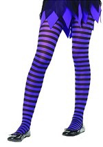 Black and Purple Stripes Kids Tights