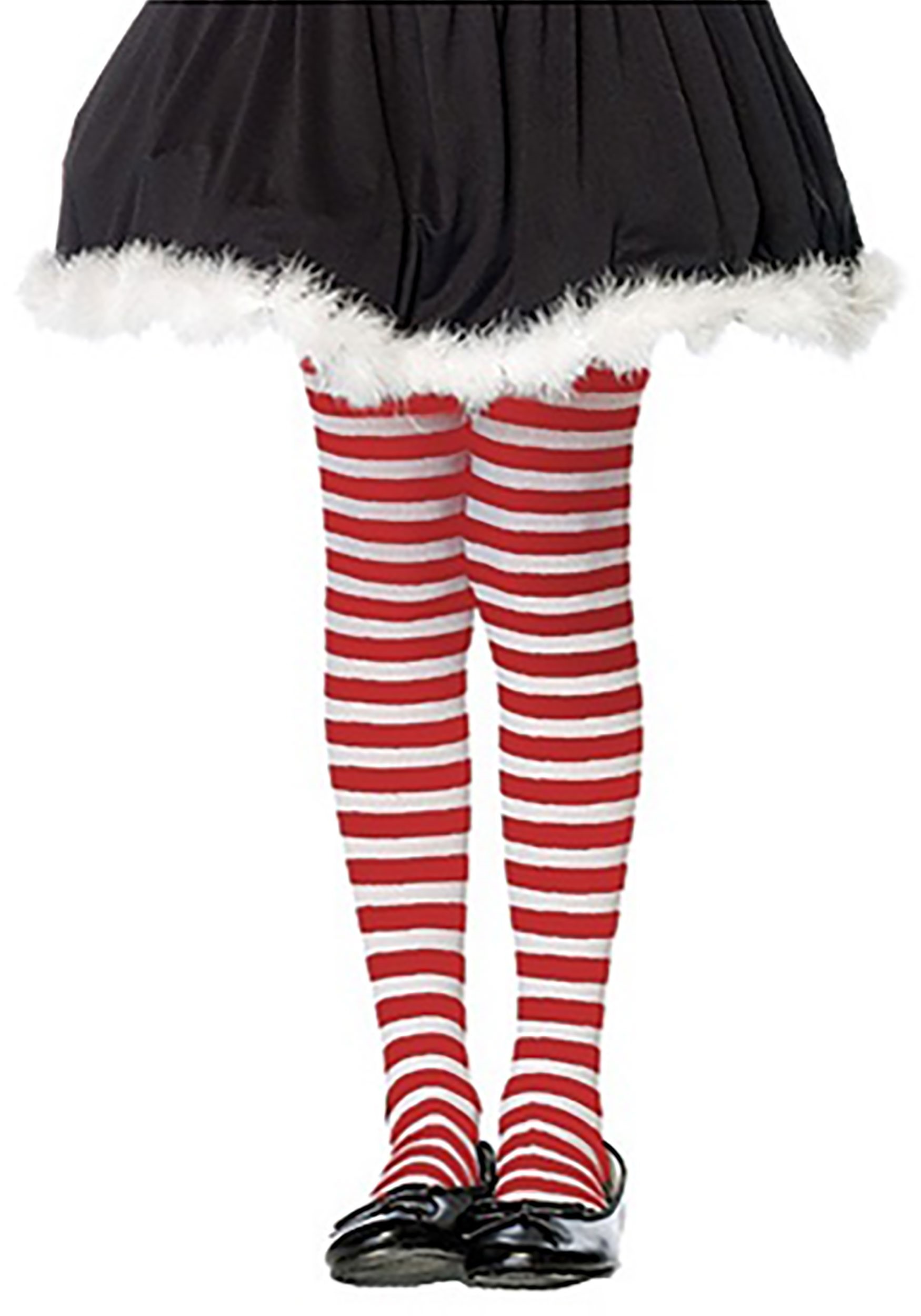 Red and White Striped Kids Tights