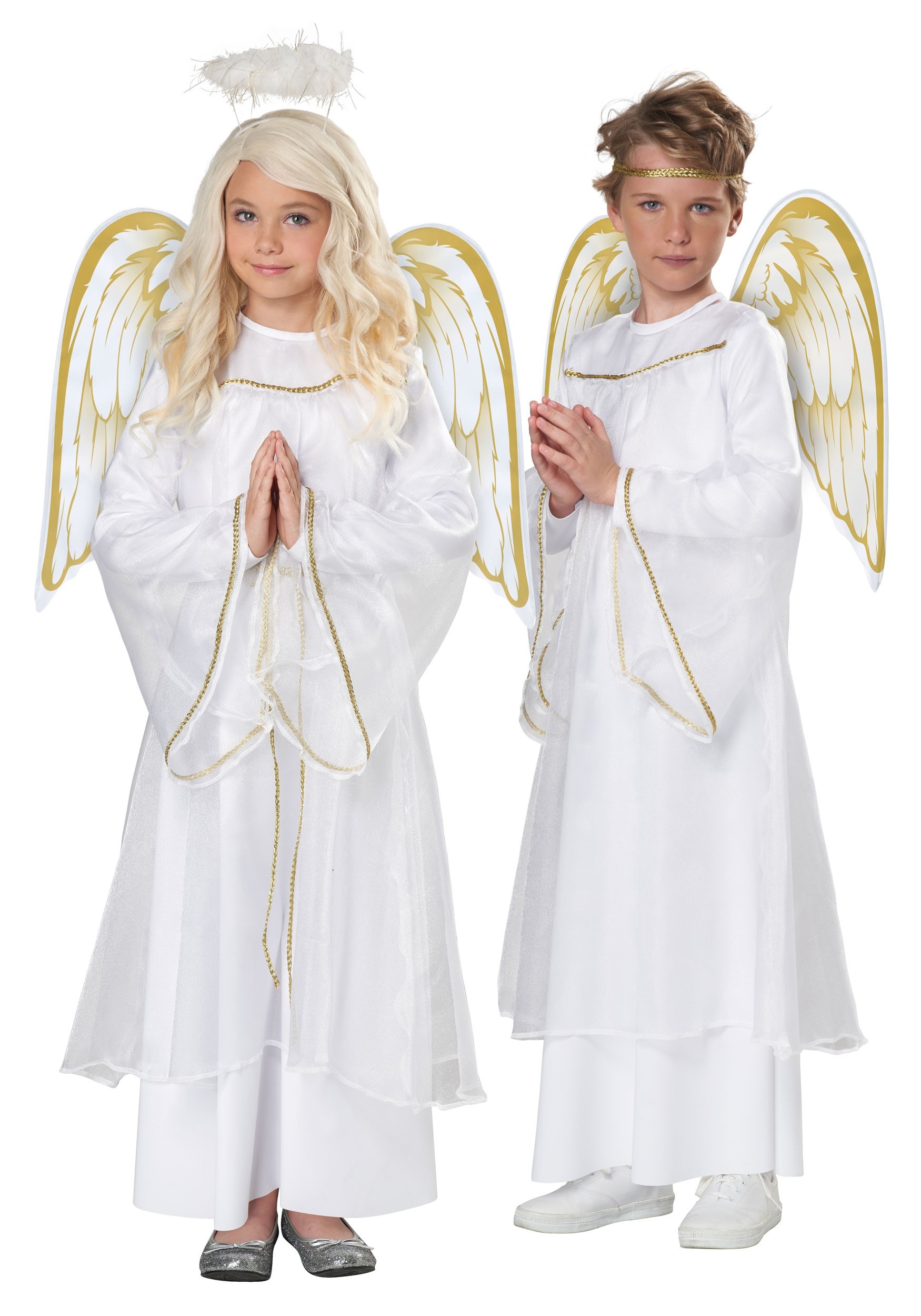 Photos - Fancy Dress California Costume Collection Holiday Angel Costume for Kids Yellow/Wh 