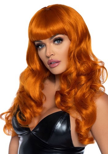 24 Inch Long Wavy Bang Ginger Orange Wig