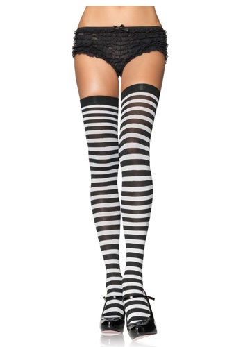 Womens Sexy Black and White Nylon Stockings