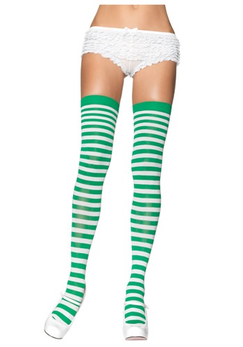 Womens Green and White Stockings