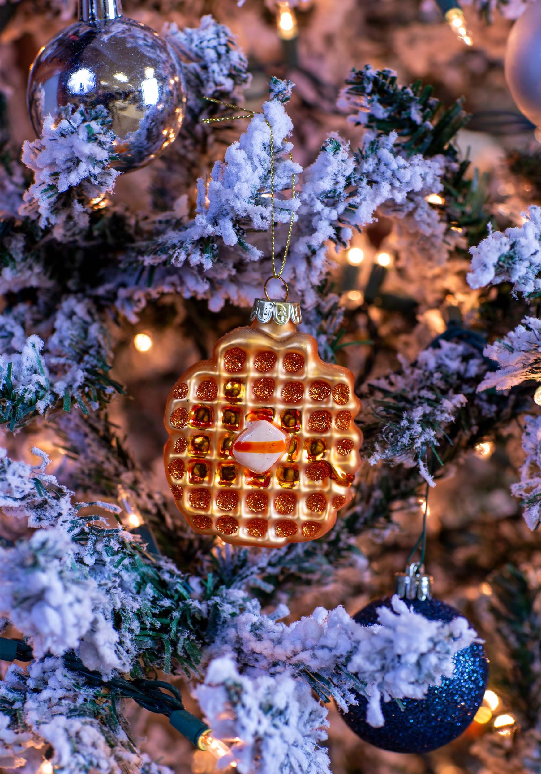 Cute Blue Waffle Maker Ornament, Food Ornament, Funny Ornament