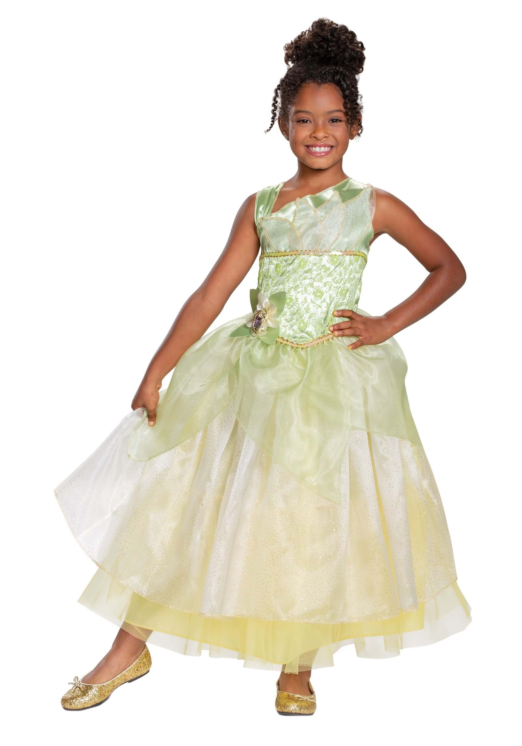 Photos - Fancy Dress Princess Disguise The  & The Frog Deluxe Tiana Girls Costume Green/Yell 
