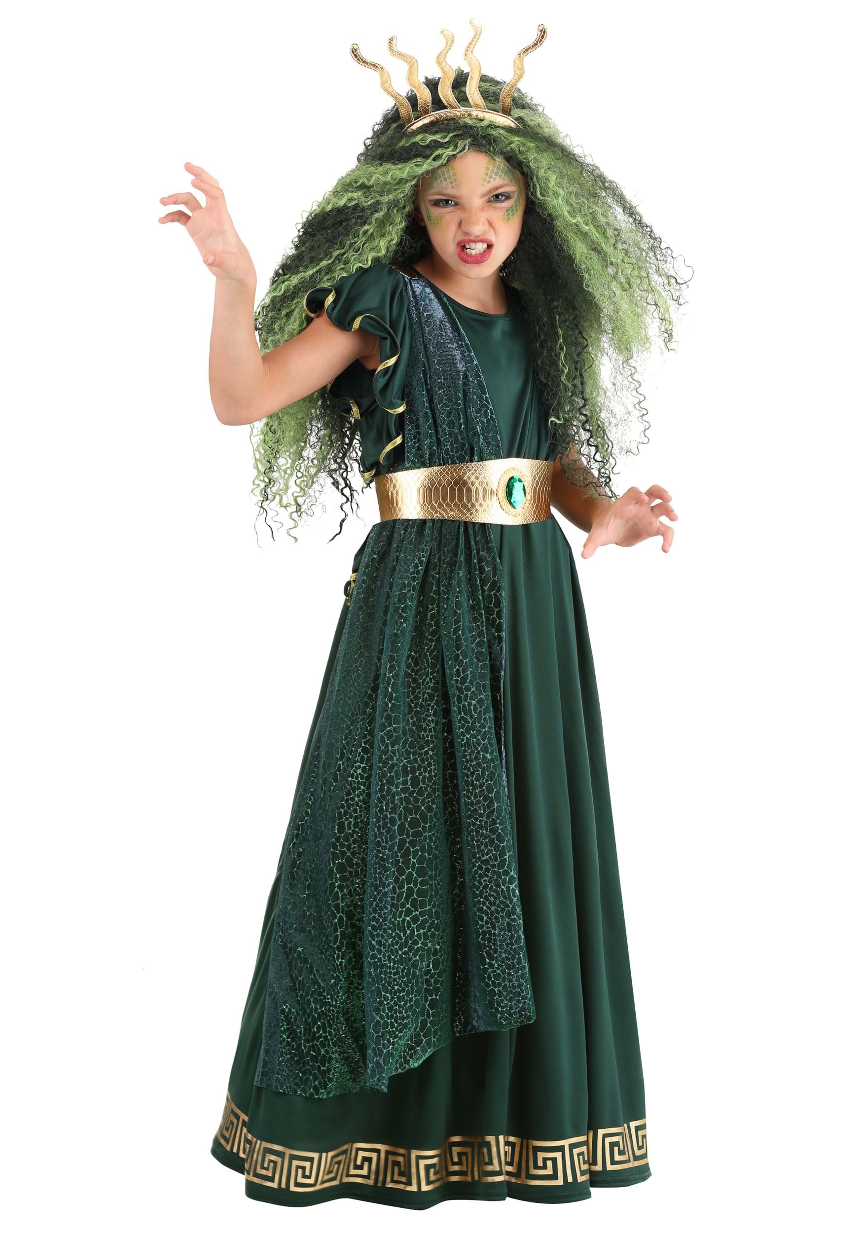 Photos - Fancy Dress FUN Costumes Medusa Costume for Girls Green/Brown FUN1745CH