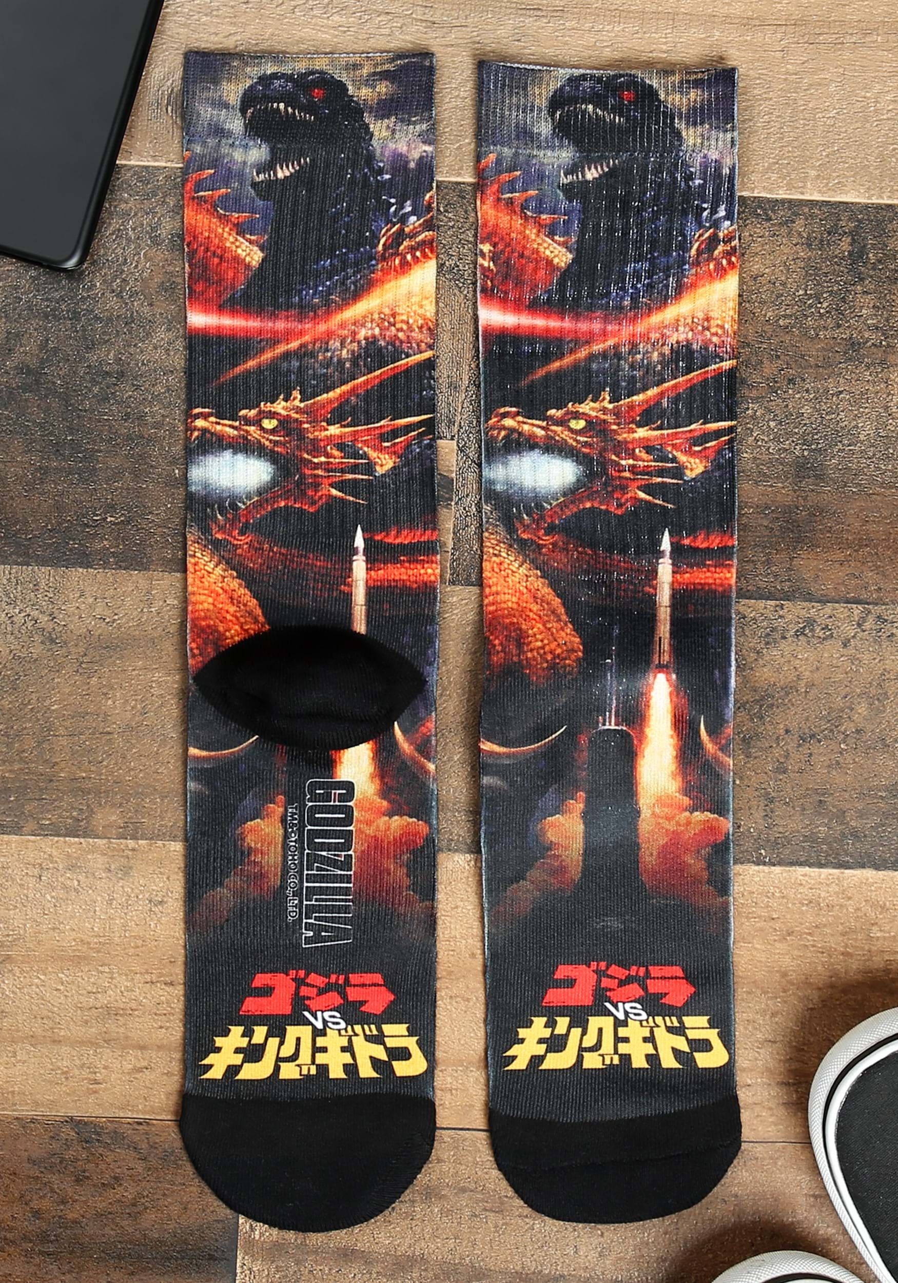 Mens Godzilla Sublimated Socks