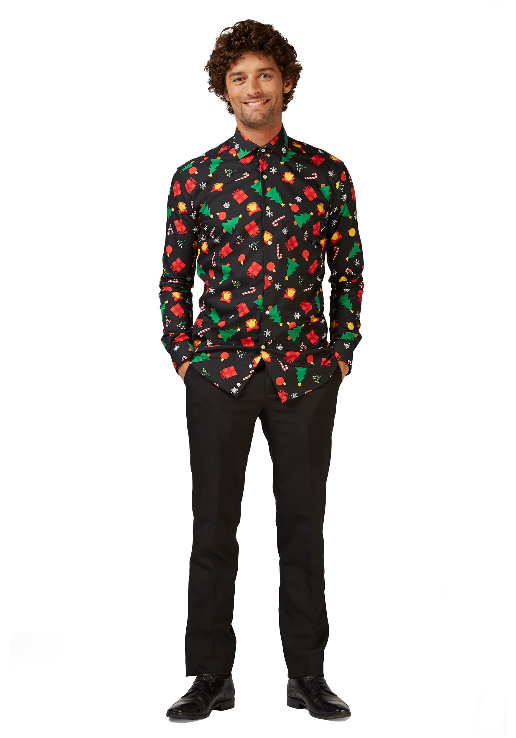 Christmas Icons Button Up Shirt for Adults