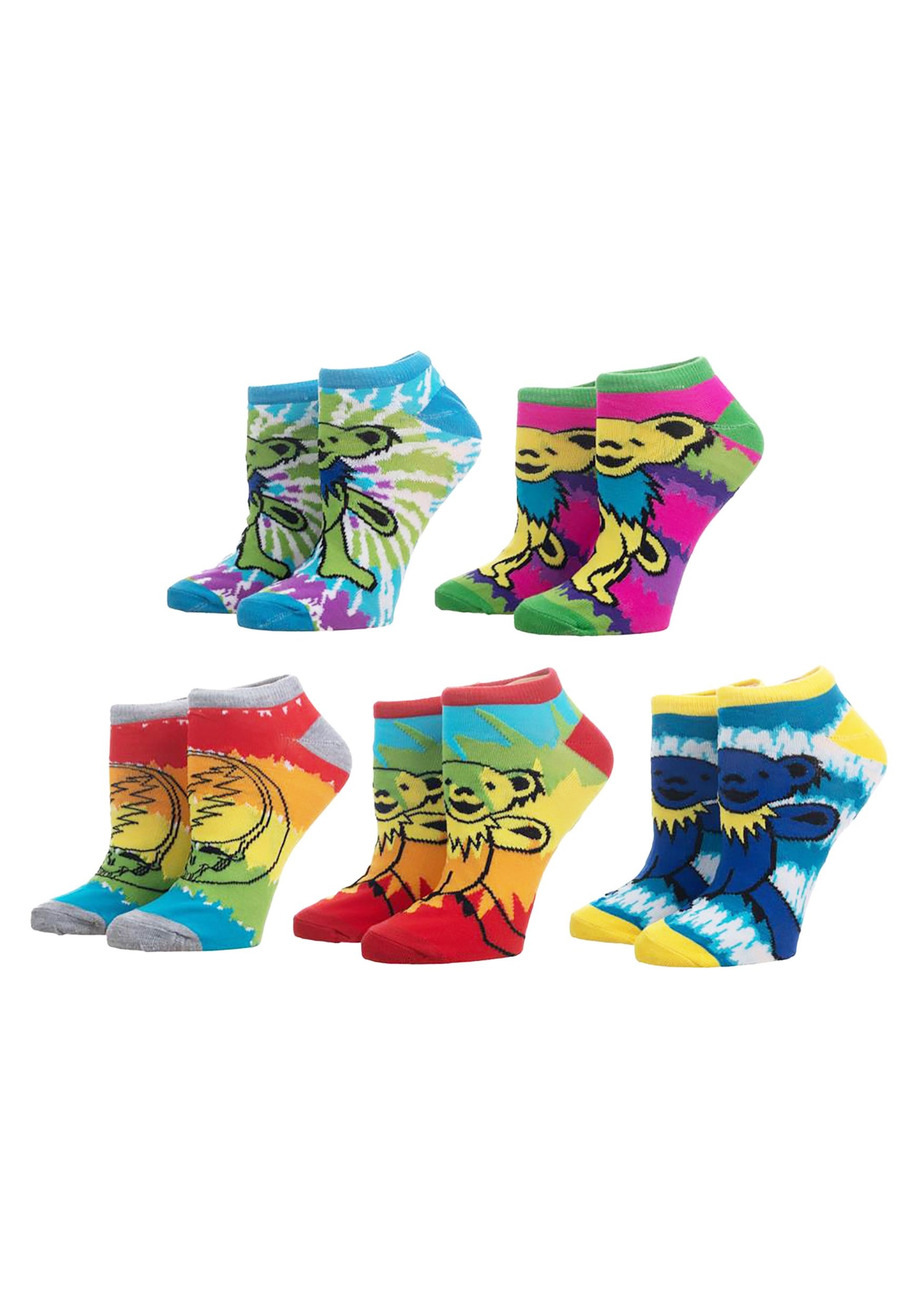 Grateful Dead Tie Dye 5 Pack Ankle Socks