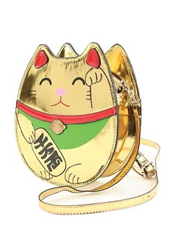 Gold Lucky Cat Handbag Accessory