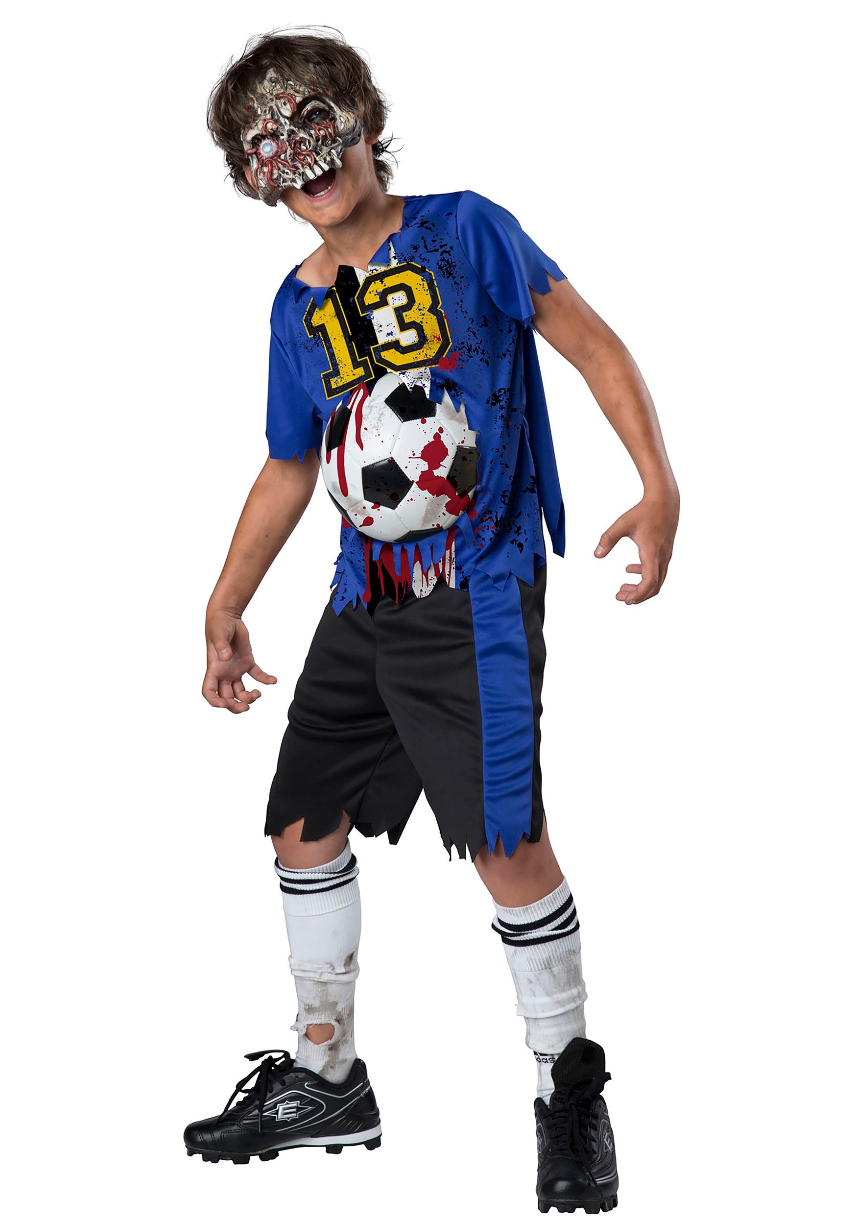 Photos - Fancy Dress Zombie Fun World  Soccer Goals Costume for Boy's Black/Blue/White I 