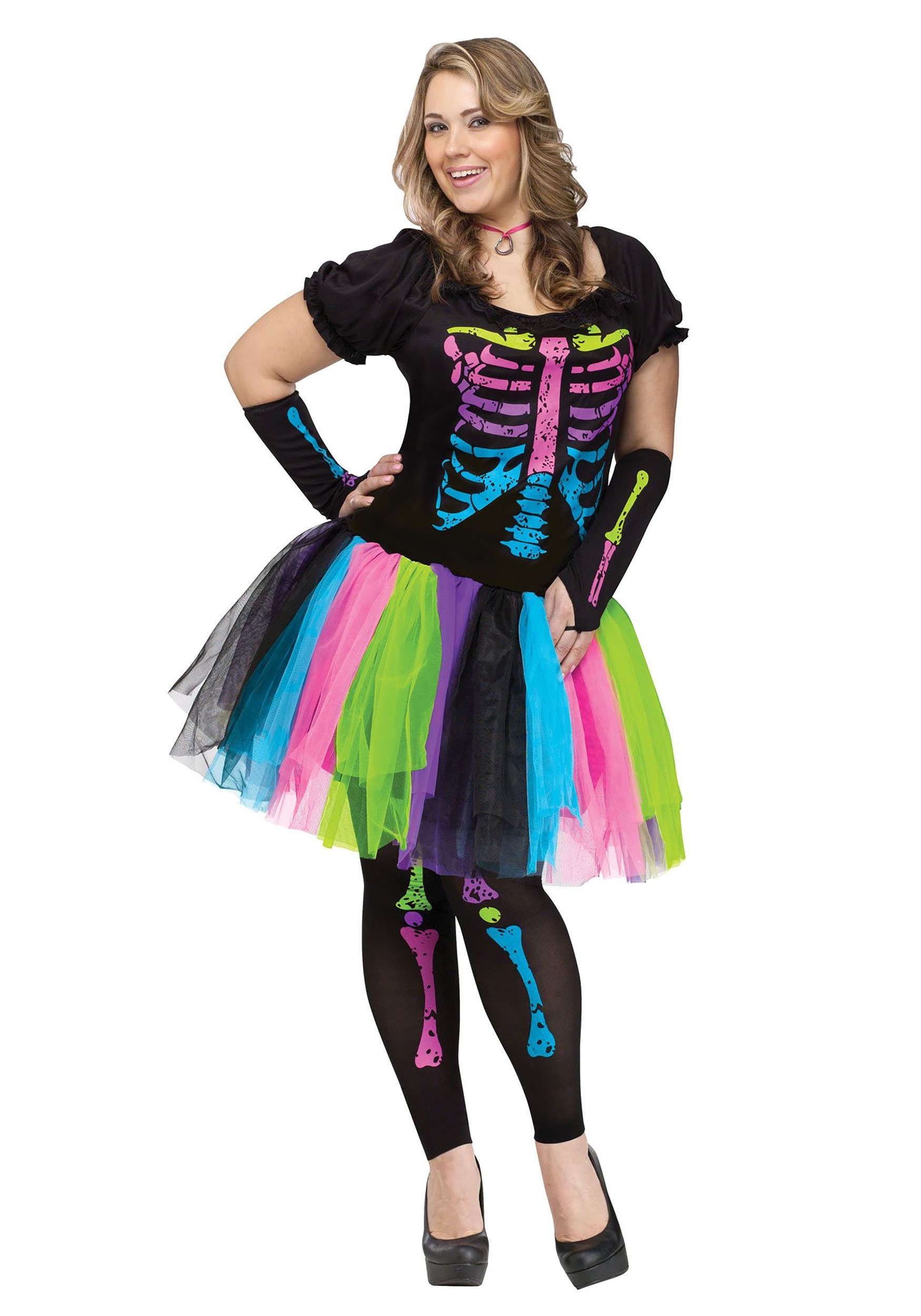 Photos - Fancy Dress Bones Fun World Plus Size Funky Punky  Costume for Women Black/Blue/ 