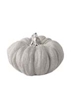 5 Inch Silver Metallic Textured Ceramic Pumpkin