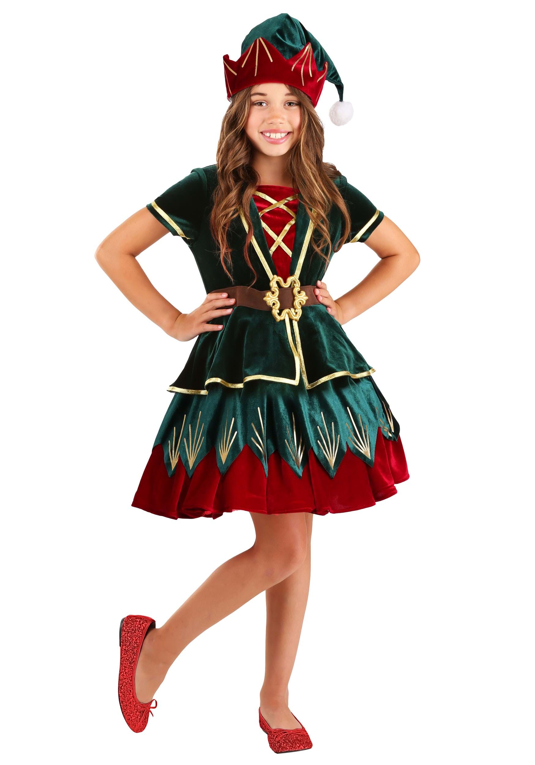 Girls Deluxe Holiday Elf Costume